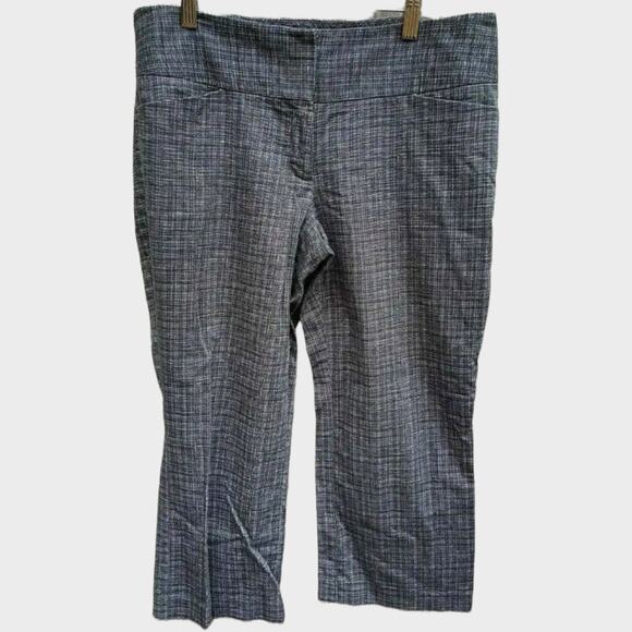 Express Design Studio Editor Capri Cropped Pant Black Gray 8 Patterned Cotton - Picture 1 of 6